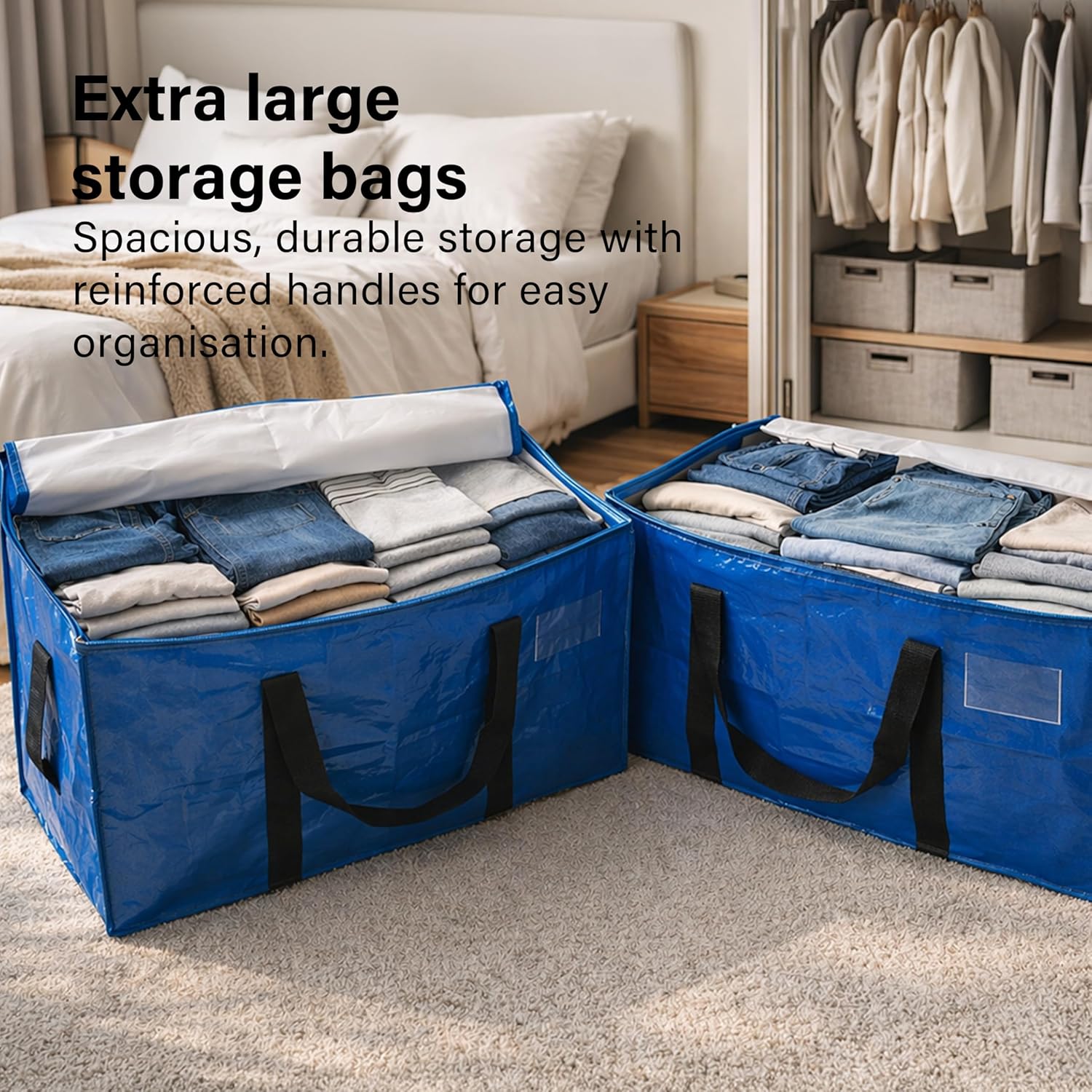 6 Pack Heavy Duty Waterproof Storage Bag Travel Organizer Handles Zip Closure