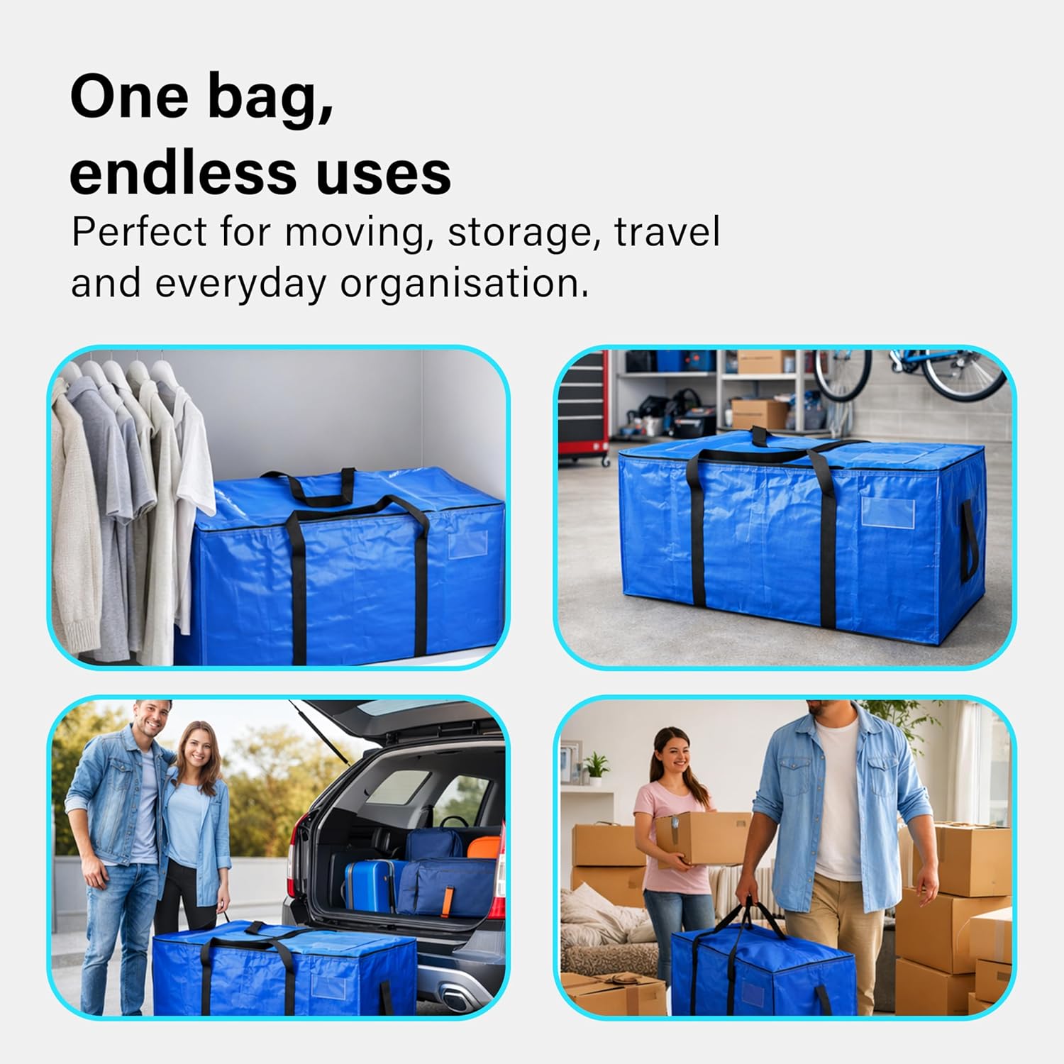 6 Pack Heavy Duty Waterproof Storage Bag Travel Organizer Handles Zip Closure