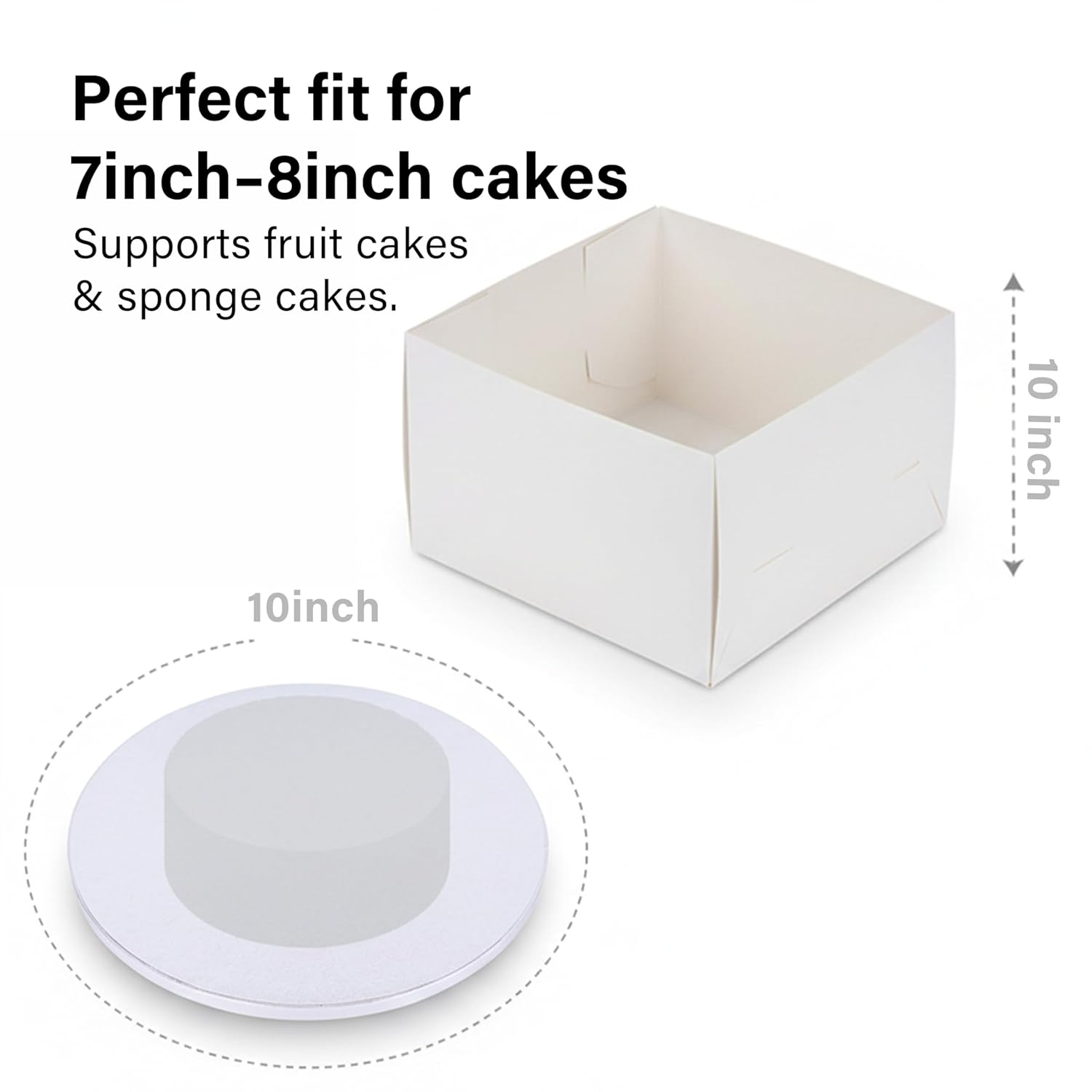 10 Inch Cake Board With Box Combo Round Wedding Birthday Cakes Storage Transport