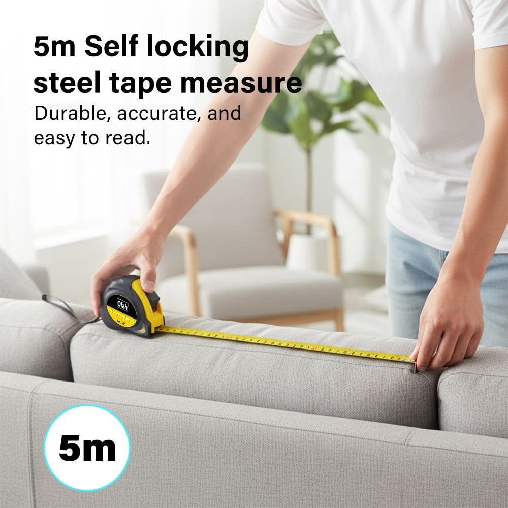 5m Self Locking Steel Tape Measure Tool Belt Clip Woodworking Measuring DIY