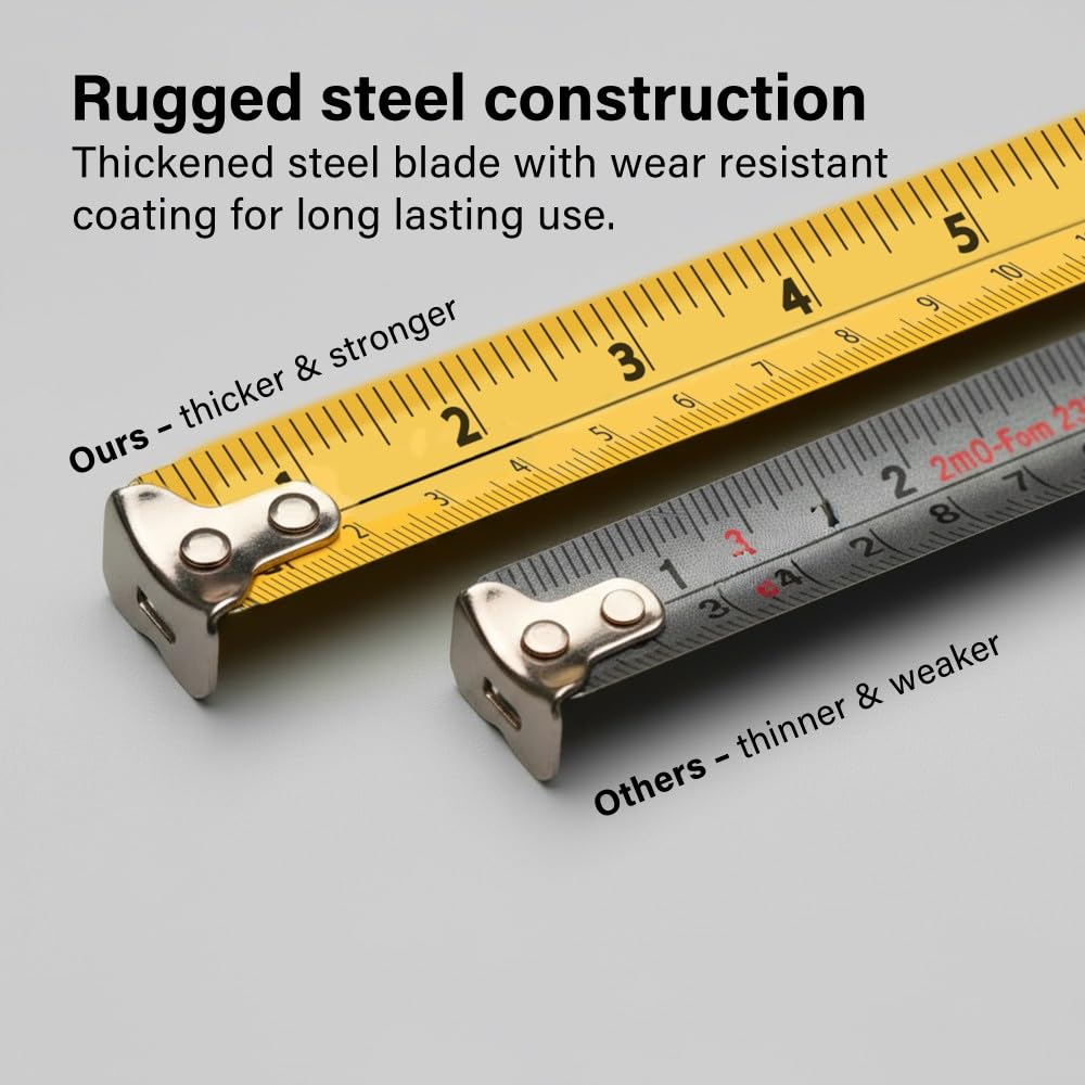 5m Self Locking Steel Tape Measure Tool Belt Clip Woodworking Measuring DIY