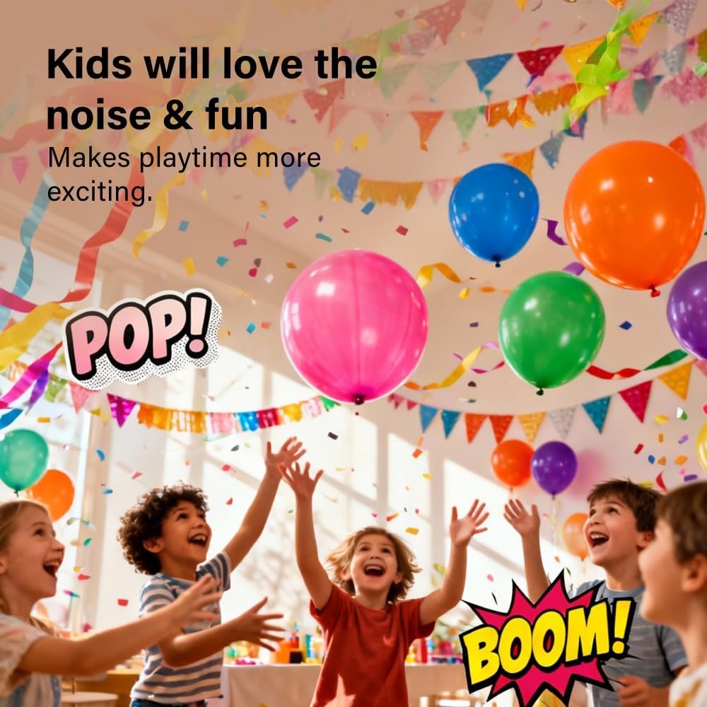 25 Large Punch Balloons Thick Strong Latex Elastic Bands Party Bag Filler Kids