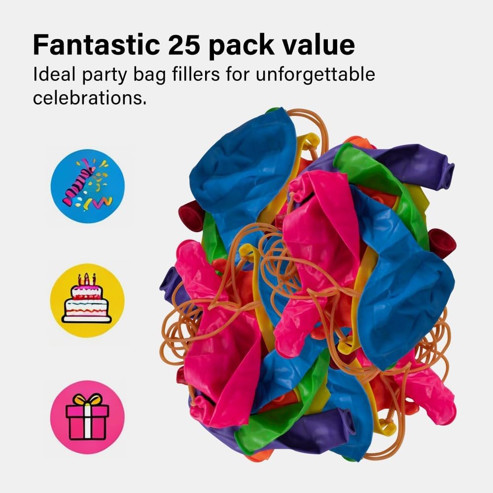 25 Large Punch Balloons Thick Strong Latex Elastic Bands Party Bag Filler Kids