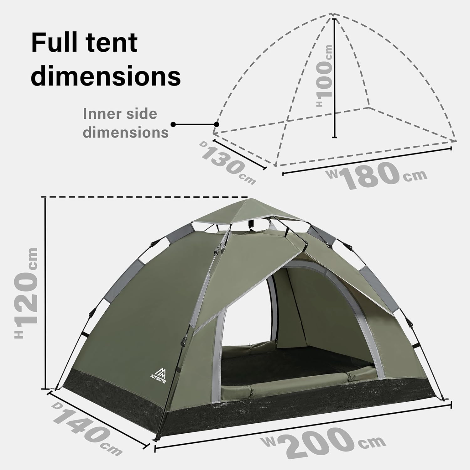Instant Pop Up Camping Tent Hiking Waterproof Dome Festival 4 Seasons 1-2 Person