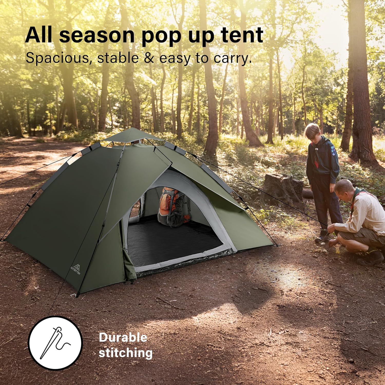Instant Pop Up Camping Tent Hiking Waterproof Dome Festival 4 Seasons 3-4 Person