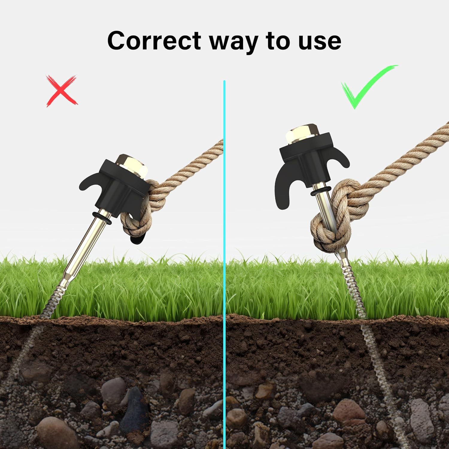 20x Tent Steel Pegs Rope Holder with Thread Mallet Bolt Adaptor Bag Gazebo Stake