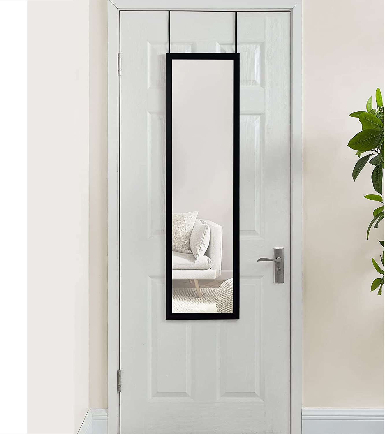 Over the Door Full Length Mirror Black or White Hanging Bedroom Wardrobe Workout