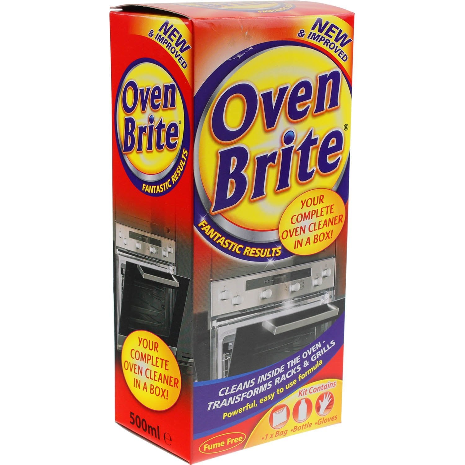 500ML Oven Brite Complete Cleaner With Bottle Bag / Gloves Fume Free Grill Rack