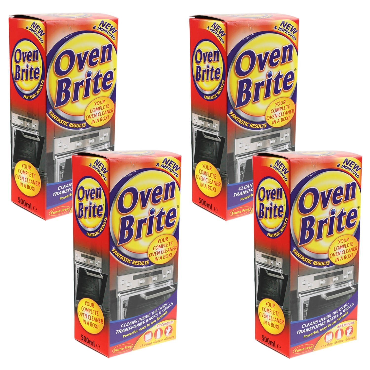 500ML Oven Brite Complete Cleaner With Bottle Bag / Gloves Fume Free Grill Rack