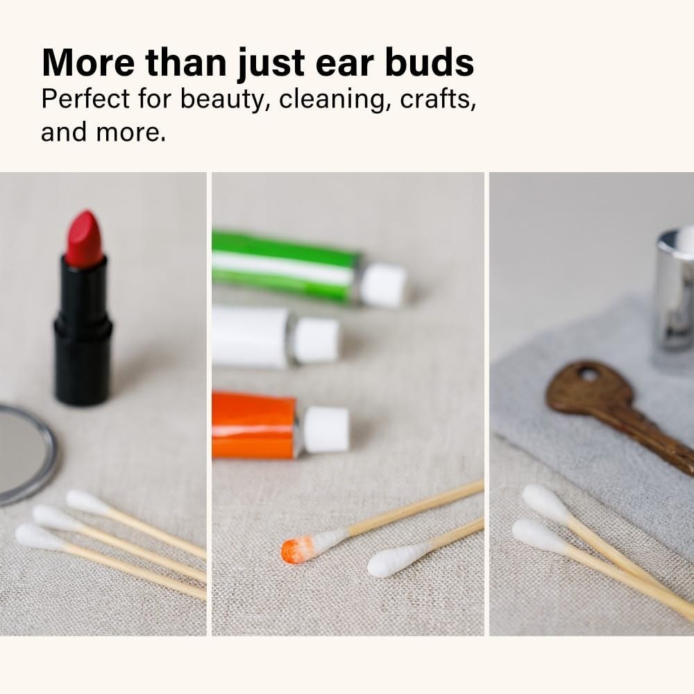 200 Pcs Bamboo Cotton Buds Eco Friendly Biodegradable Swabs with Soft Tips