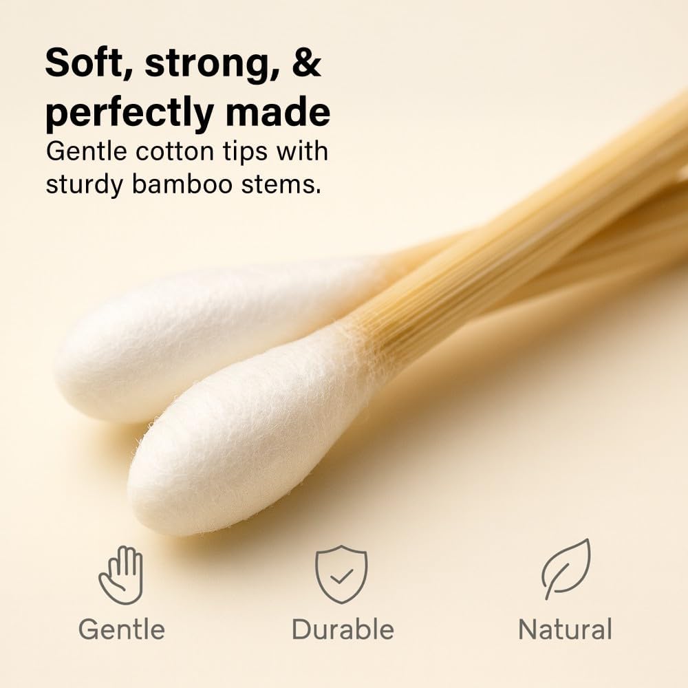 200 Pcs Bamboo Cotton Buds Eco Friendly Biodegradable Swabs with Soft Tips