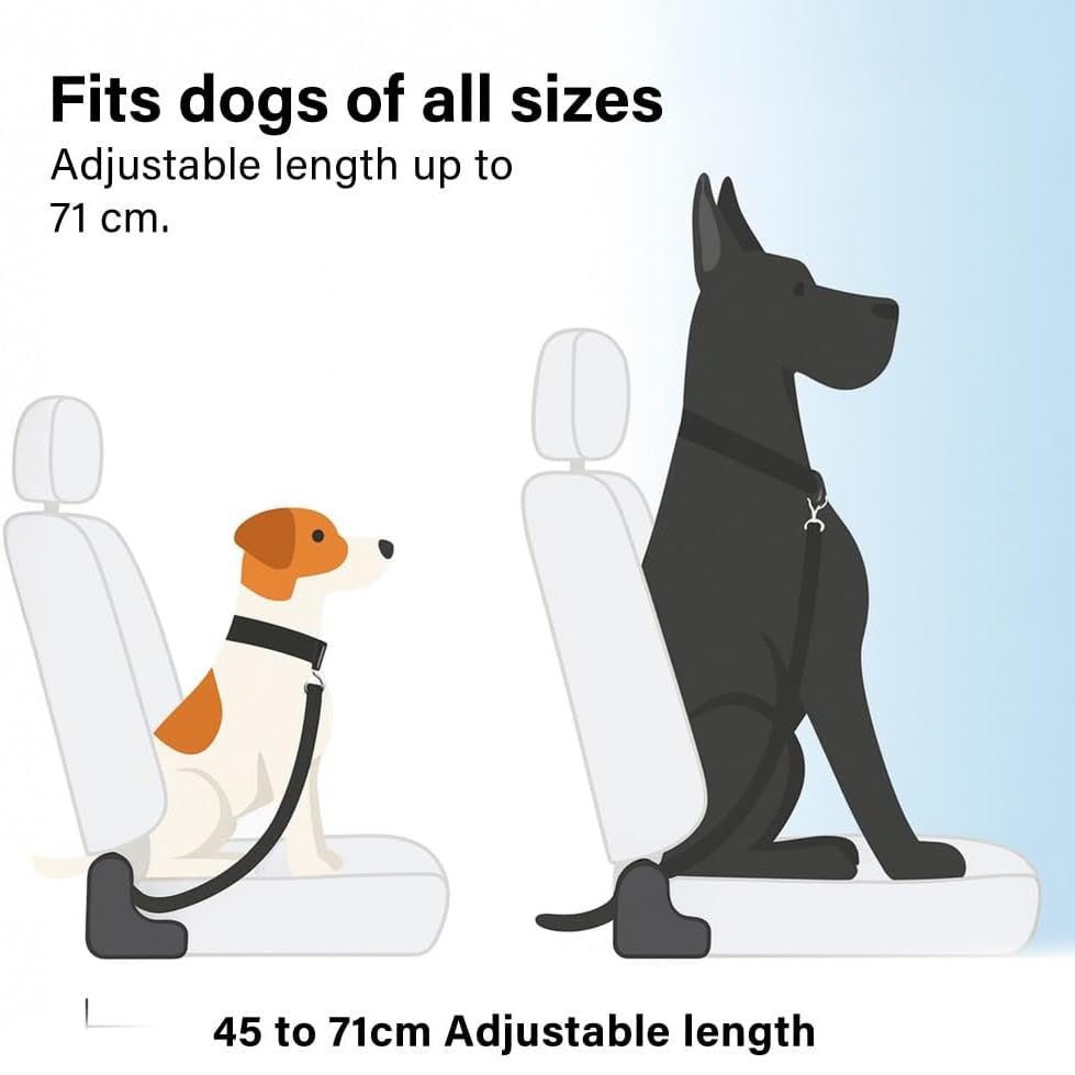 2 Pack Adjustable Dog Car Seat Belts Pet Safety Harness Leash Travel 45–71cm