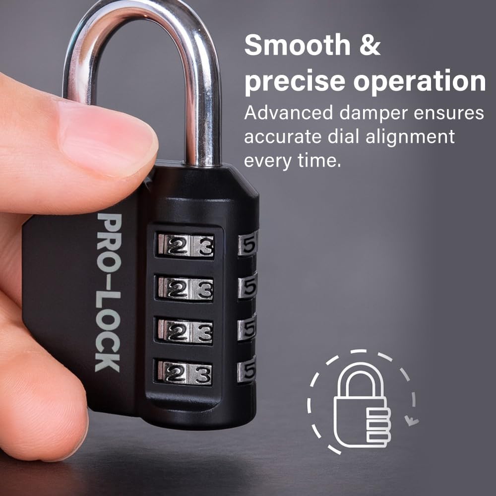 4 Digit Combination Lock Heavy Duty Zinc Alloy Body Steel Shackle Padlock Secure