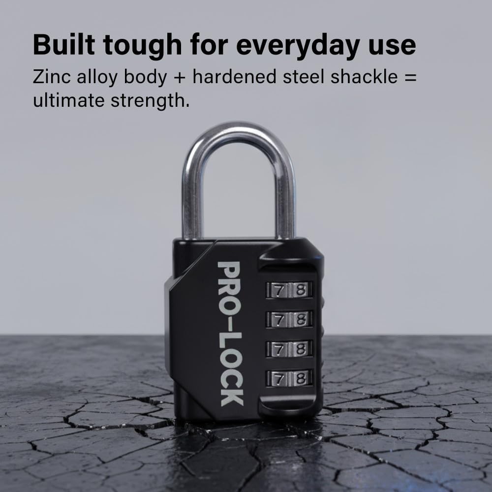 4 Digit Combination Lock Heavy Duty Zinc Alloy Body Steel Shackle Padlock Secure