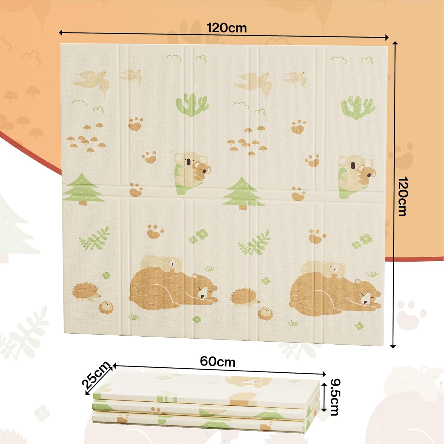 Baby Play Mat Large Reversible Foldable Waterproof Foam Non Slip Koala Portable