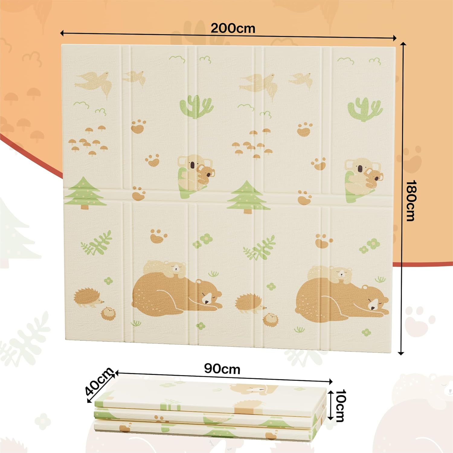 Baby Play Mat Large Reversible Foldable Waterproof Foam Non Slip Koala Portable