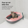 Pop-up Large High Sided Cat Litter Tray with Detachable Raised Rims Anti-Spill