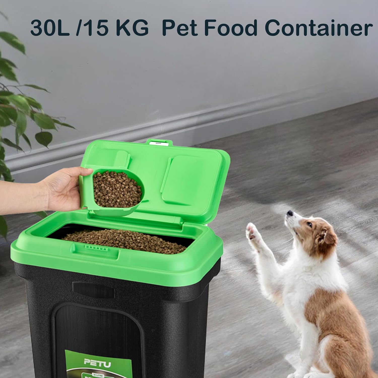 30L Large Pet Food Storage Container Bin Food Scoop Air Tight Seal Feed Seed Box