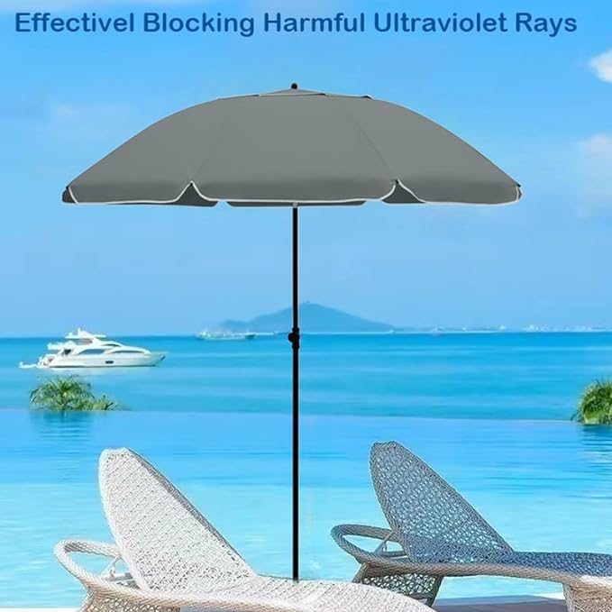 2M Outdoor Garden Parasols Umbrella with Crank Handle Tilting Sunshade UV 30+