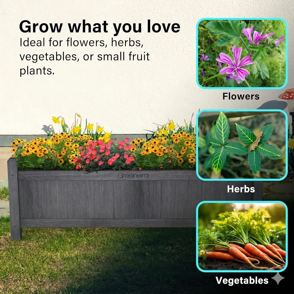 Wooden Planter Square Rectangle Modern Pot Flower Bed Outdoor Garden PE Liner