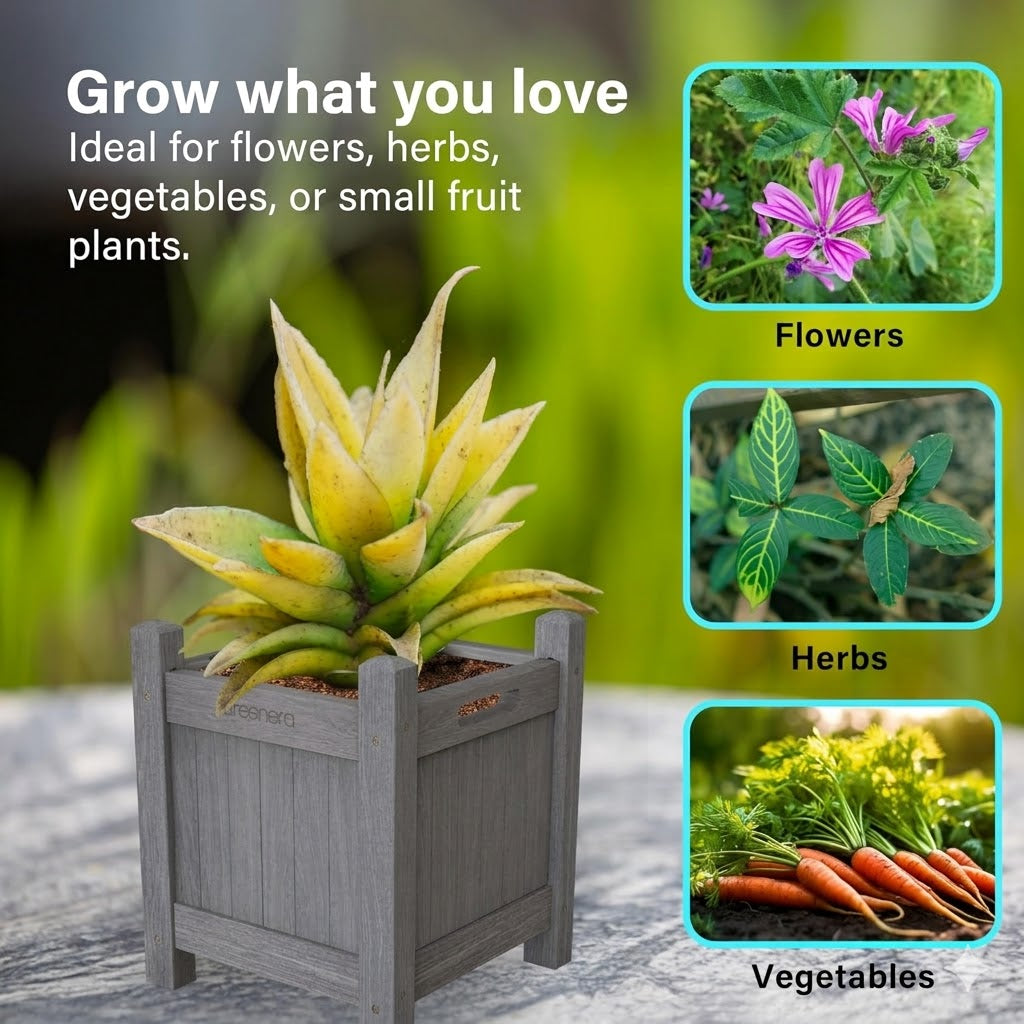 Wooden Planter Square Rectangle Modern Pot Flower Bed Outdoor Garden PE Liner
