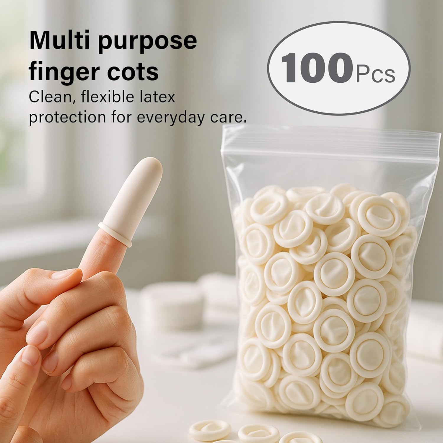 100pcs Latex Finger Cots Smooth Rubber Waterproof Finger Protection Hygiene Uses