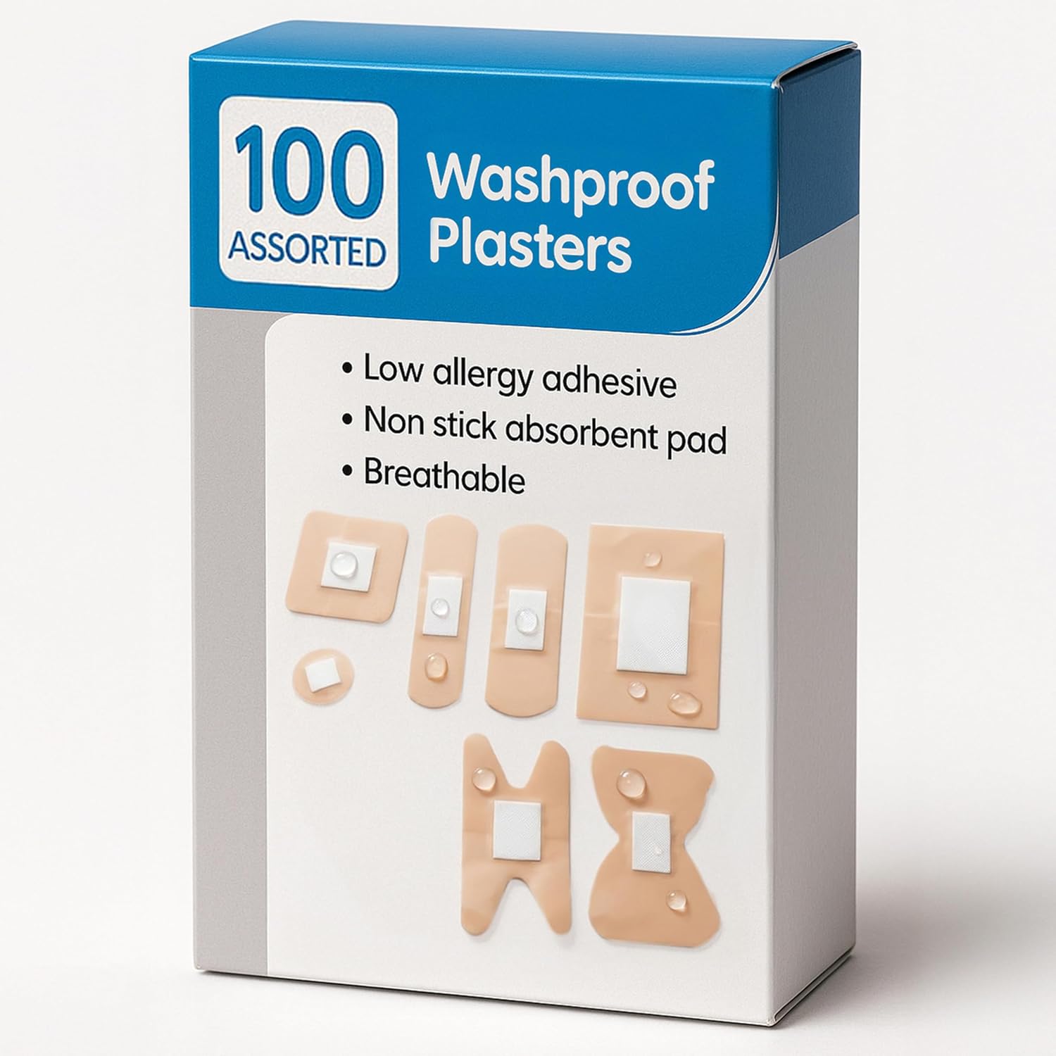 Fabric & Washproof Plasters Sterile Water Resistant Low Allergy Latex Free Flex