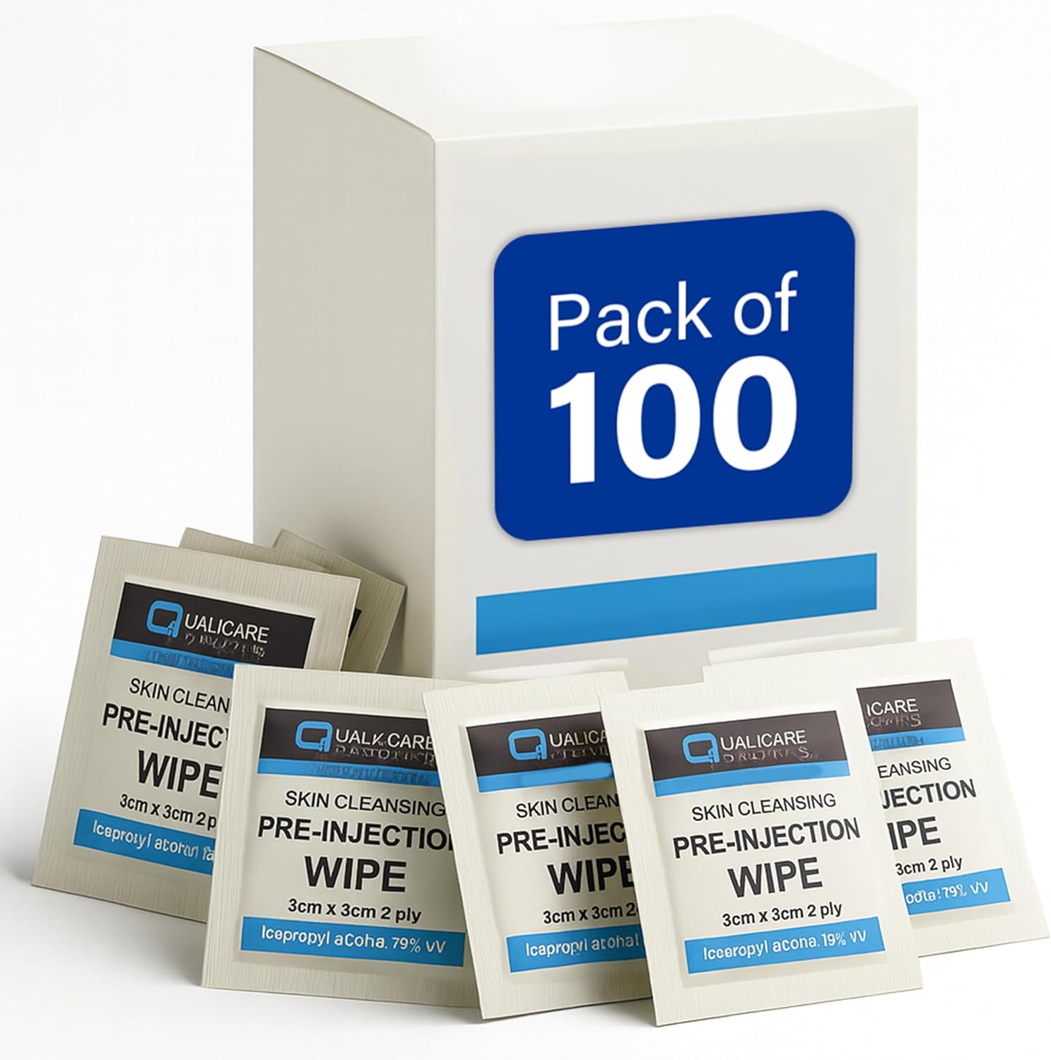 Pre-Injection 2-Ply Wipes 70% Isopropyl Alcohol Cleansing Pads Blood Test 3x3cm