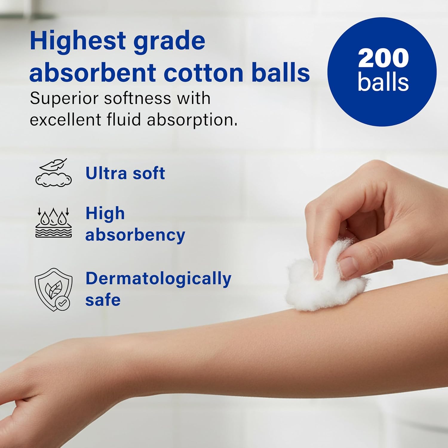 200pcs Cotton Wool Balls Ultra Soft High Absorbency Wound Care Cleaning Safe
