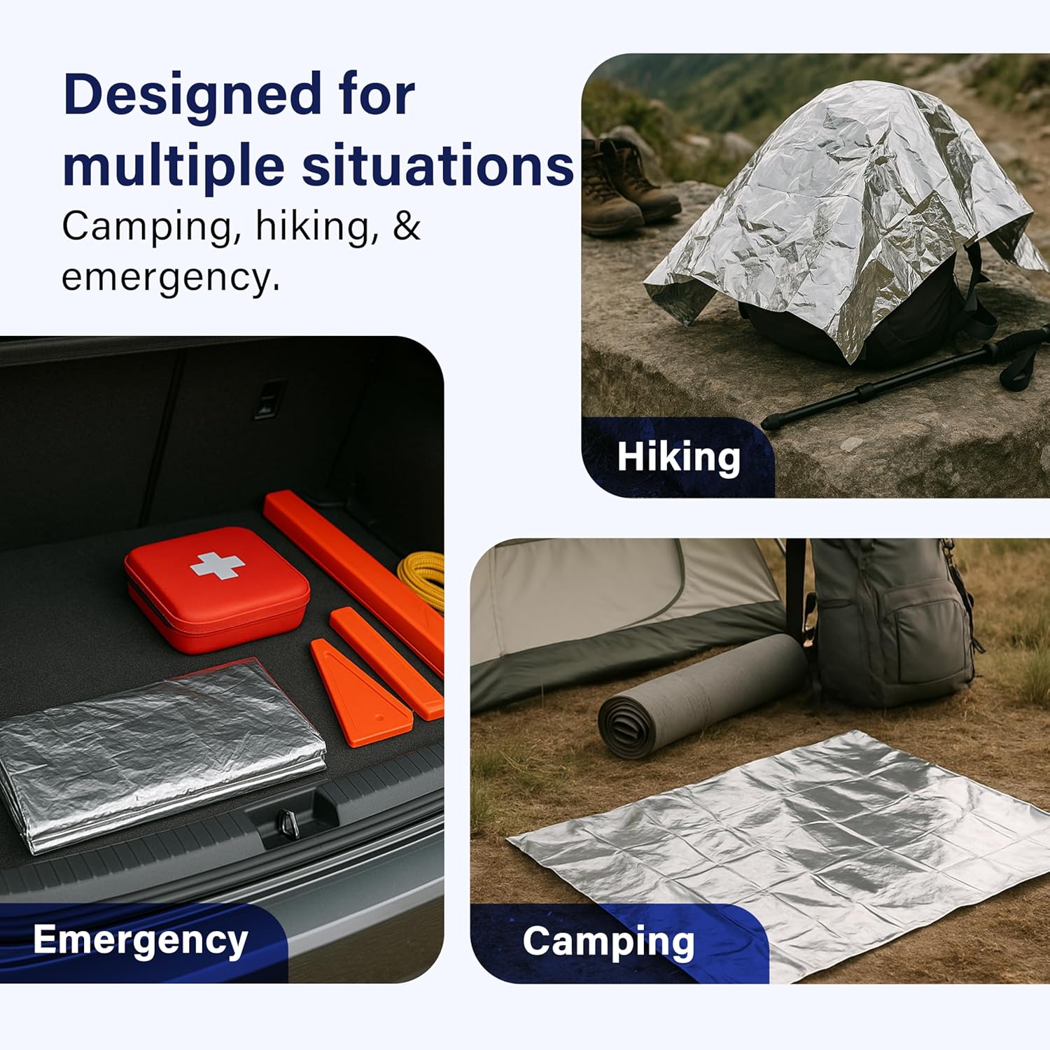 12 Pack Emergency Foil Blankets Waterproof Protection Camping Hiking 140x204cm