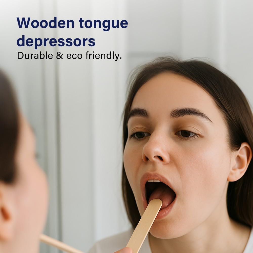 100Pcs 6 Inch Wooden Tongue Depressors Smooth Rounded Tip Splinter-Free Hygienic