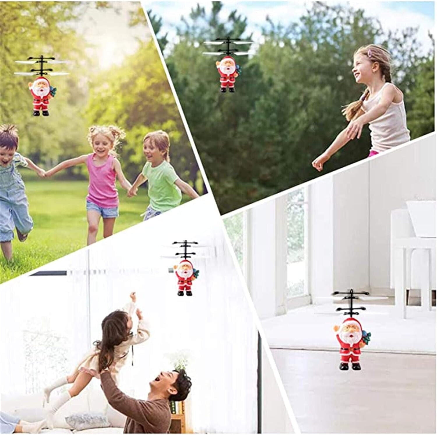 Mini Christmas Flying Santa Drone Helicopter Toy Motion Sensored Rechargeable