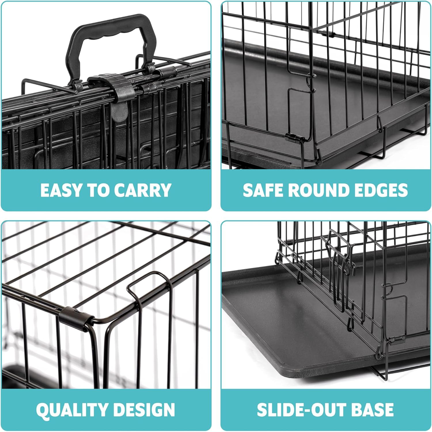 Dog Crate Extra Large Puppy Pet with Removal Tray & 2 Doors Folding Cage Train