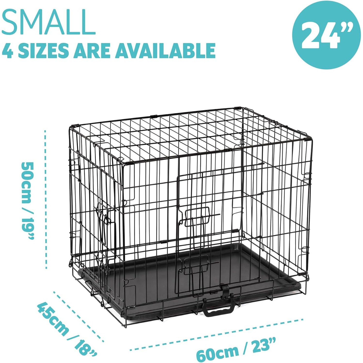 Dog Crate Extra Large Puppy Pet with Removal Tray & 2 Doors Folding Cage Train