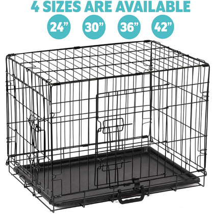 Dog Crate Extra Large Puppy Pet with Removal Tray & 2 Doors Folding Cage Train