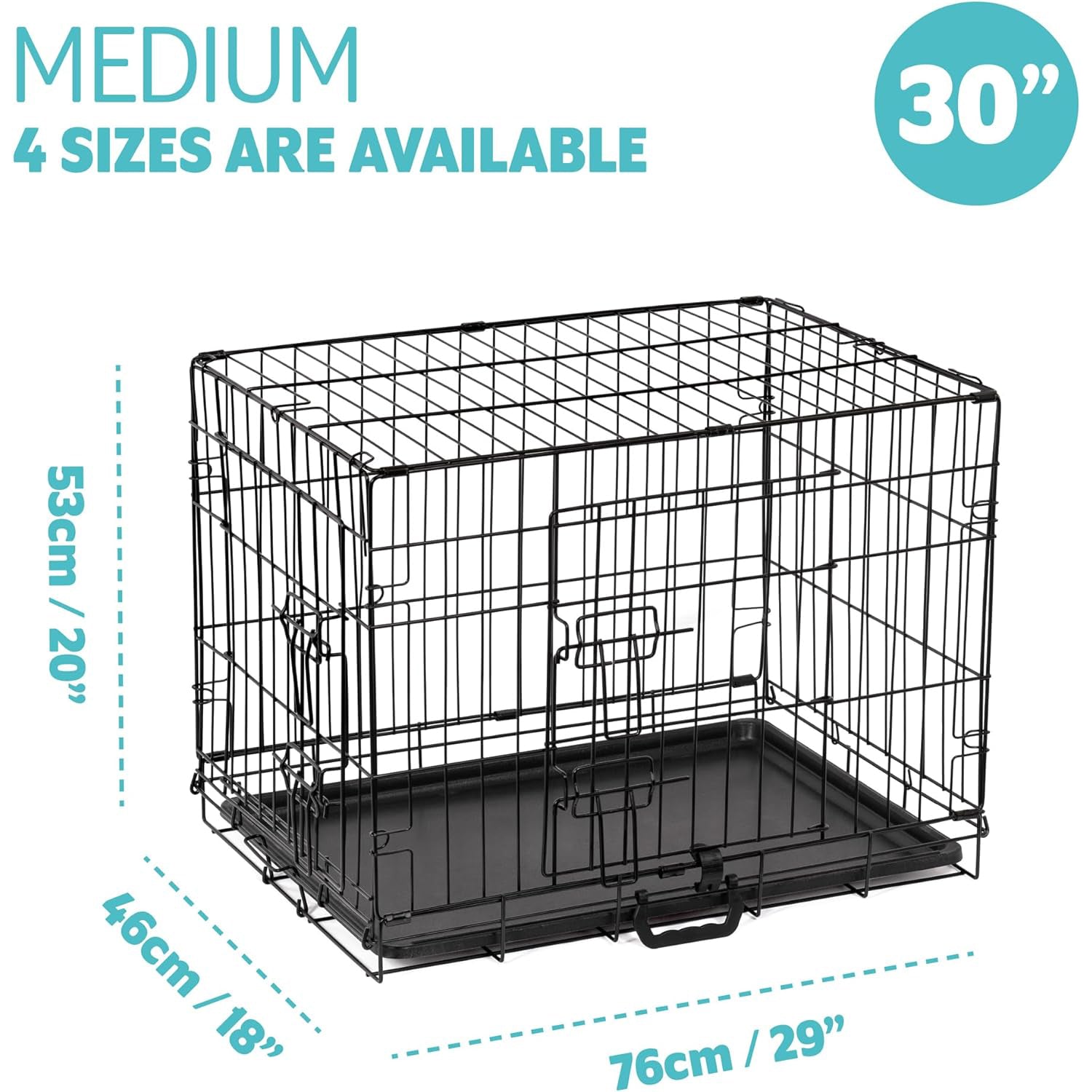 Dog Crate Extra Large Puppy Pet with Removal Tray & 2 Doors Folding Cage Train