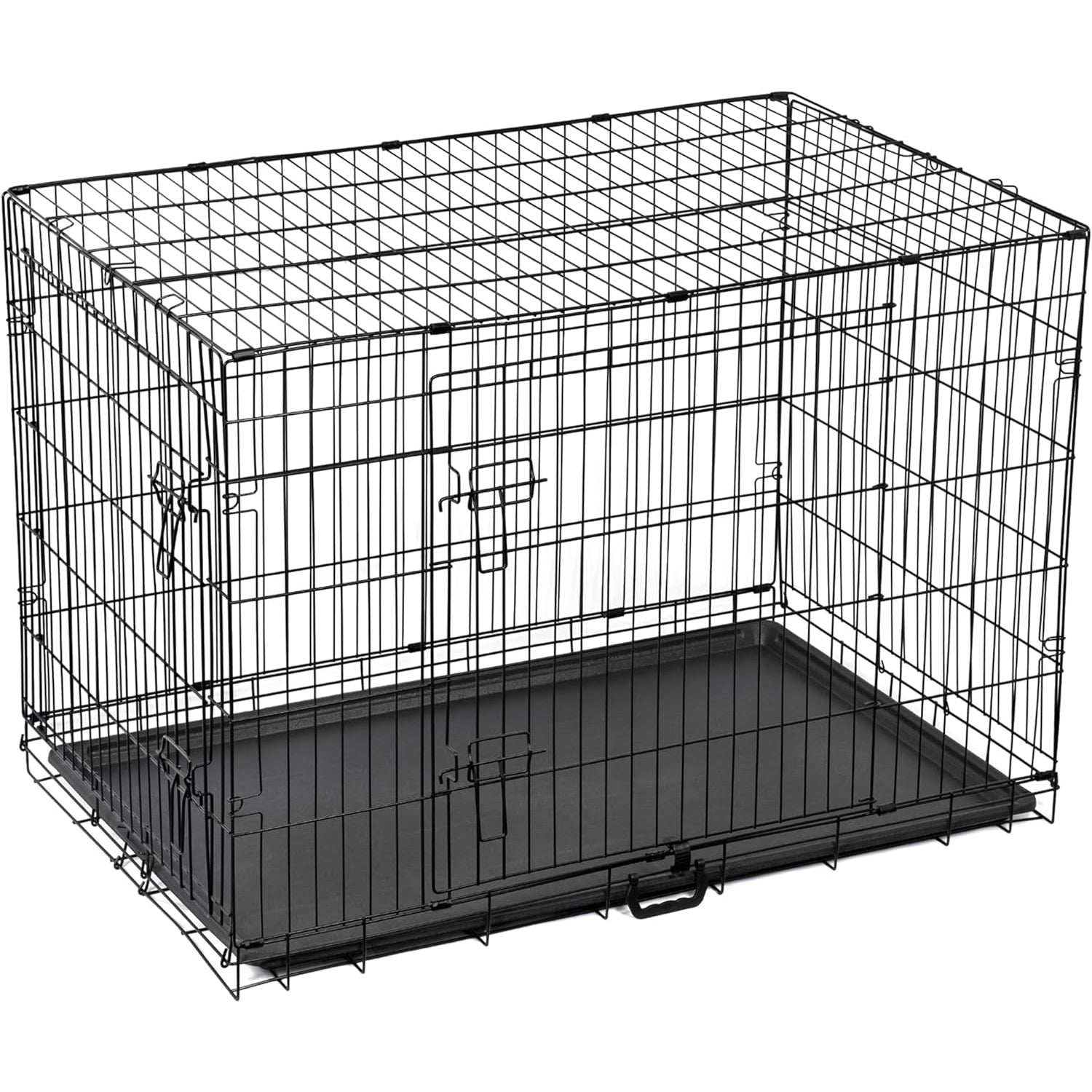 Dog Crate Extra Large Puppy Pet with Removal Tray & 2 Doors Folding Cage Train