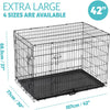 Dog Crate Extra Large Puppy Pet with Removal Tray & 2 Doors Folding Cage Train