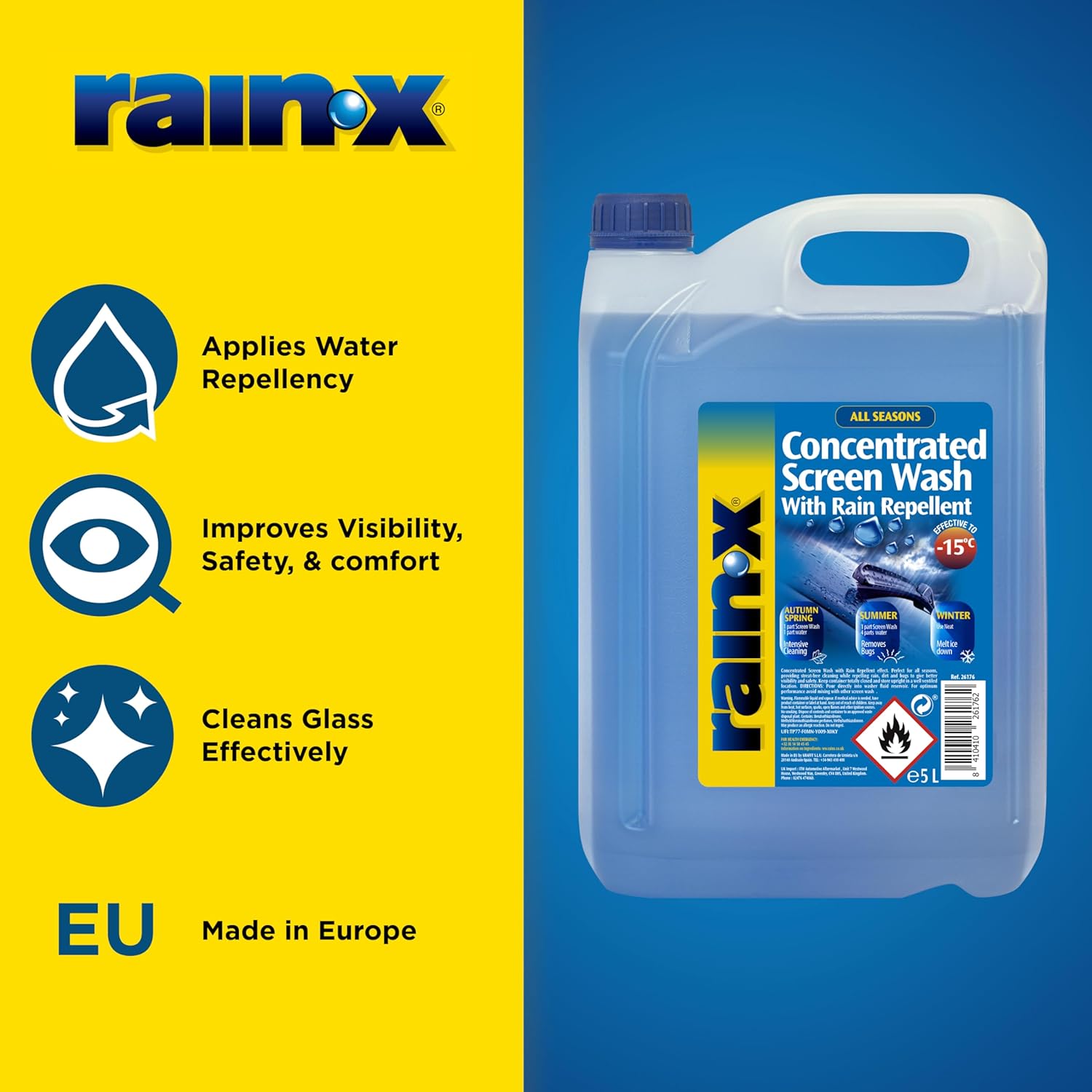 Rain-X Concentrated Screenwash Rain Repellent Protection All Seasons Streak-Free