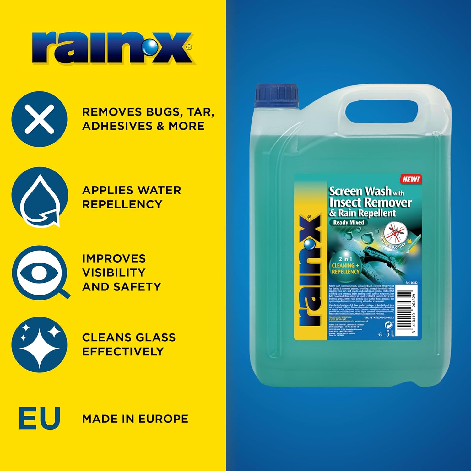 Rain-X RTU Screenwash Insect Remover & Rain Repellent Streak-Free Windscreen