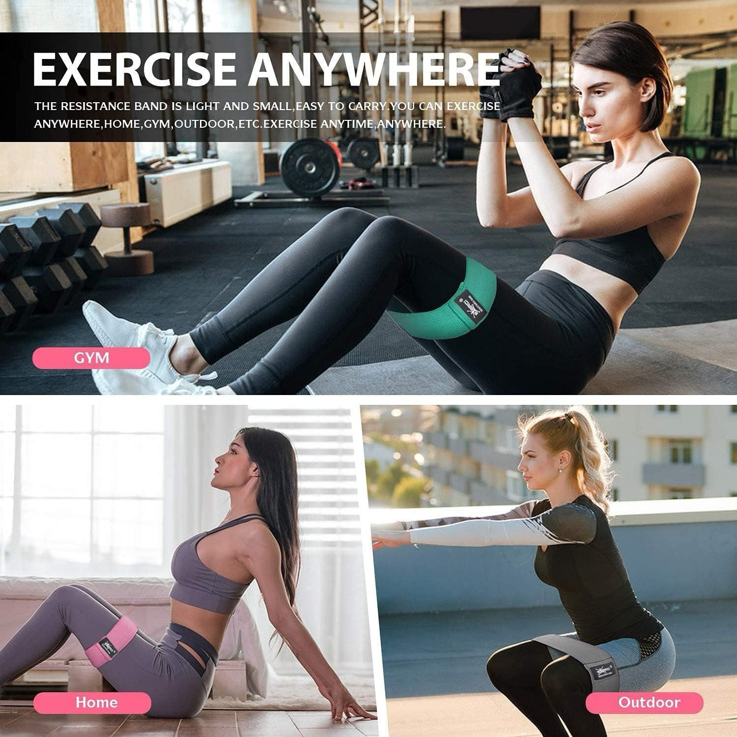 3 x Fabric Resistance Bands Heavy Duty Booty Glute Leg Hip Circle Butt Non Slip