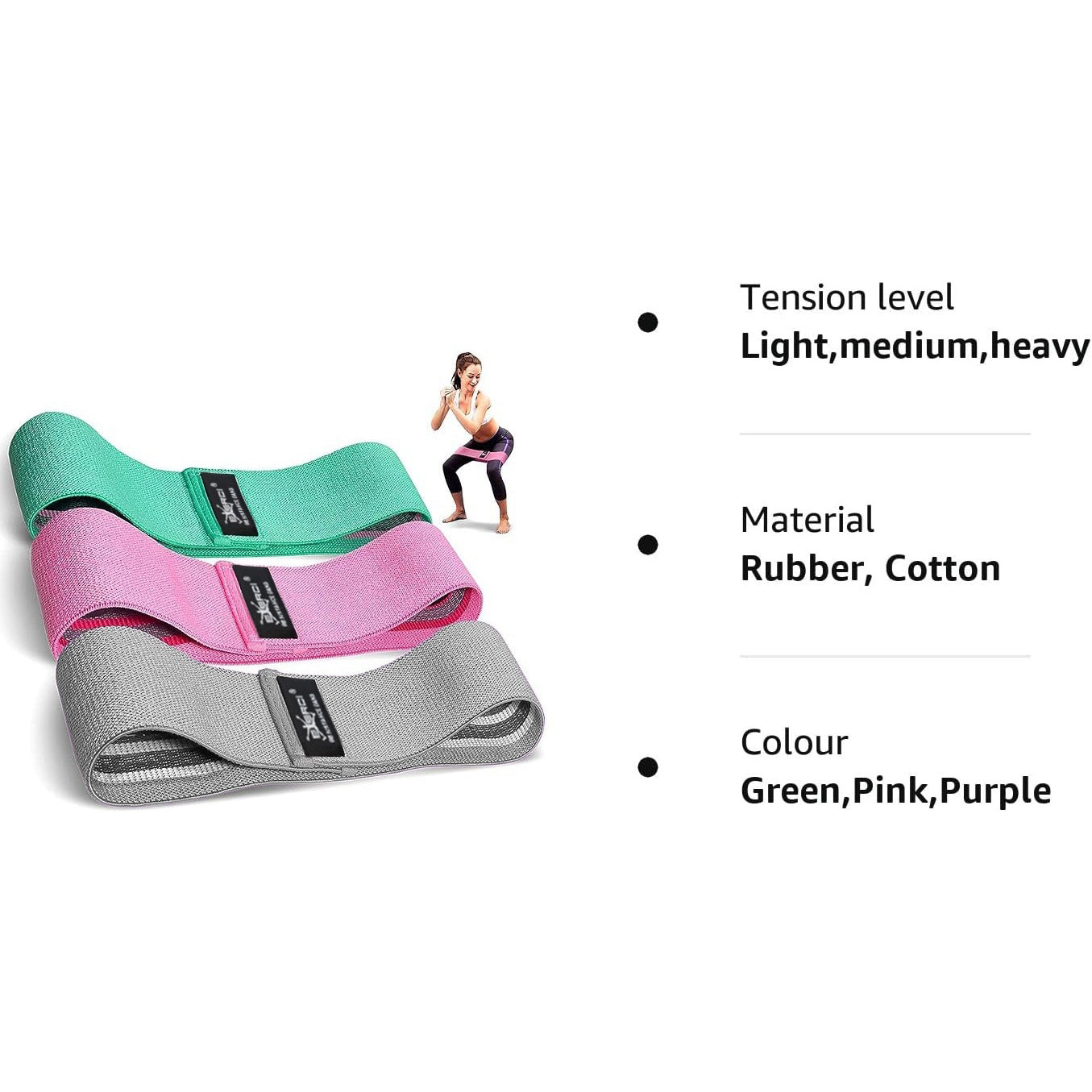 3 x Fabric Resistance Bands Heavy Duty Booty Glute Leg Hip Circle Butt Non Slip