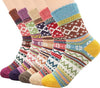 5 Pairs Thermal Wool Womens Socks Warm Winter Knitting Ladies Home Vintage Xmas