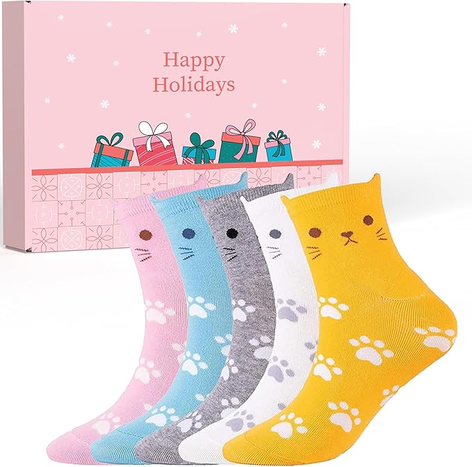 Cute Cat Socks Xmas Present Christmas Gifts Women Funny Animal Ladies Thermal