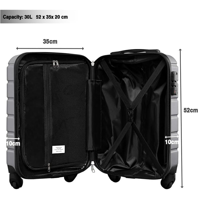 Small Suitcase Cabin Carry On Hand Luggage 4 Wheels Hard Shell Travel TSA Lock