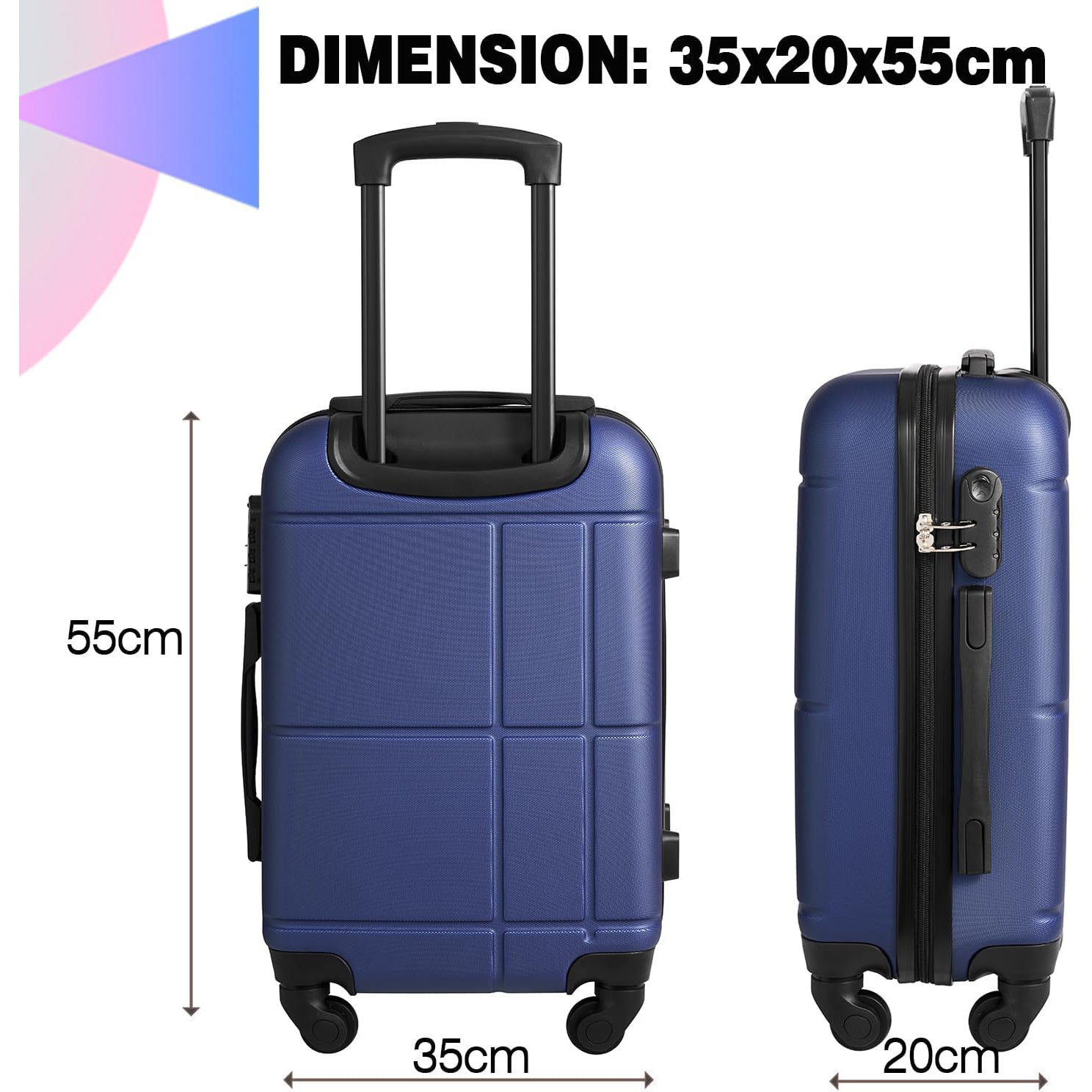 Hard Shell Carry on Cabin Approved Lightweight Suitcase Luggage Trolley 4 Wheel