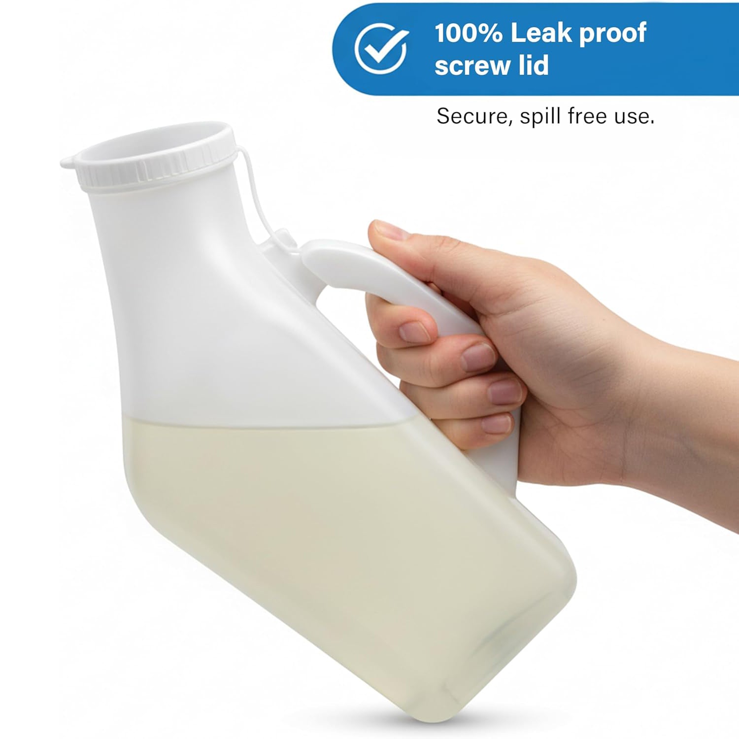 Urinal Bottle Leak Proof Wide Mouth Easy Grip Handle Reusable Bedside Home Care