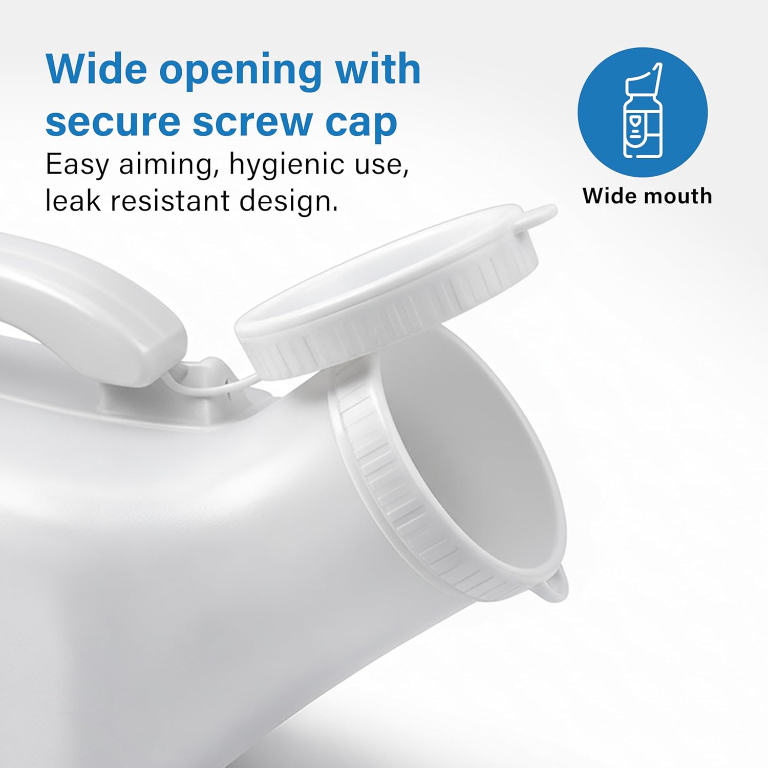 Urinal Bottle Leak Proof Wide Mouth Easy Grip Handle Reusable Bedside Home Care