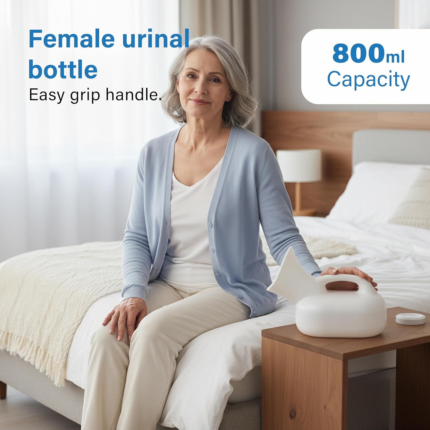 Urinal Bottle Leak Proof Wide Mouth Easy Grip Handle Reusable Bedside Home Care