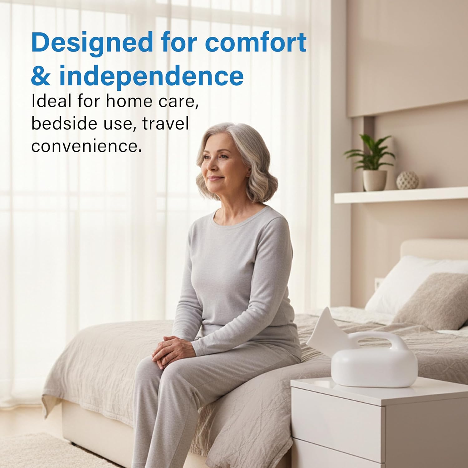 Urinal Bottle Leak Proof Wide Mouth Easy Grip Handle Reusable Bedside Home Care